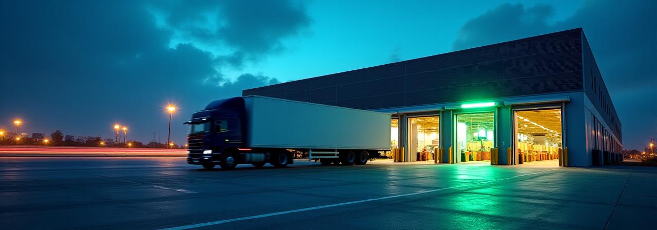 Logistics loading dock at evening
